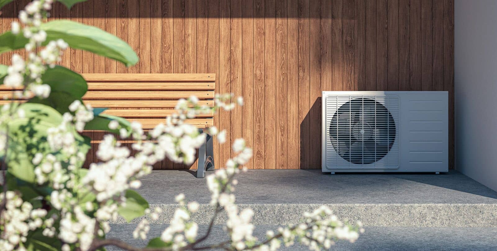 Värmepumpsberedare för varmvatten installerad i ett tvättrum
